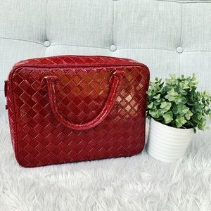 New! Estée Lauder Red Woven Make Up Bag